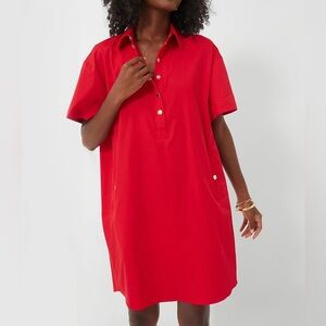 Tuckernuck Pommander Place Women’s Red Oakley Dress Gold Button Collared Mini